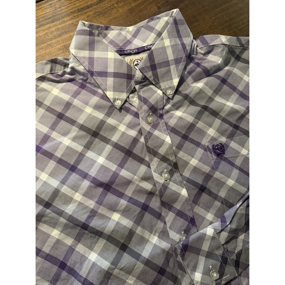 Cinch Shirt Mens XL Purple Plaid Long Sleeve Button Down Western Cowboy
